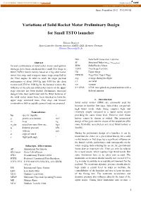 Variations of Solid Rocket Motor Preliminary Design for Small TSTO Launcher