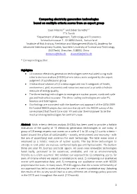 Comparing Electricity Generation Technologies Based on Multiple Criteria Scores from an Expert Group