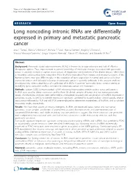 Long Noncoding Intronic Rnas Are Differentially Expressed in Primary