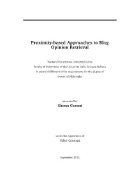 Proximity-Based Approaches to Blog Opinion Retrieval