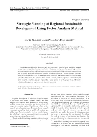 Strategic Planning of Regional Sustainable Development Using Factor Analysis Method