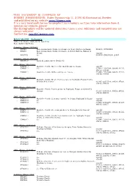 THIS DOCUMENT IS COMPILED by ROBERT JOHANNESSON, Fader Gunnars Väg 11, S-291 65 Kristianstad, Sweden and Published on My