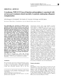Cytochrome P450 2C19 Loss-Of-Function Polymorphism Is Associated with an Increased Treatment-Related Mortality in Patients Undergoing Allogeneic Transplantation