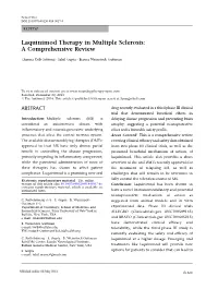 Laquinimod Therapy in Multiple Sclerosis: a Comprehensive Review