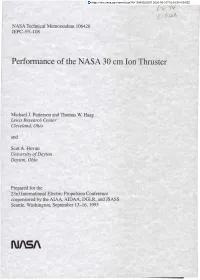 Performance of the NASA 30 Cm Ion Thruster