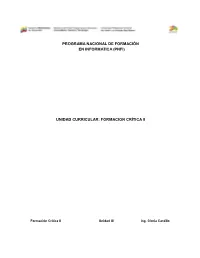 Programa Nacional De Formación En Informatica (Pnfi)