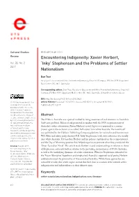 Xavier Herbert, 'Inky' Stephensen and the Problems Of