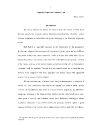 1 Mapuche People and Criminal Law Jaime Couso Introduction This Article Proposes to Analyze the Relative Deficit in Chilean Crim