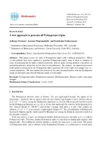 A New Approach to Generate All Pythagorean Triples