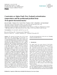 Constraints on Alpine Fault (New Zealand) Mylonitization Temperatures and the Geothermal Gradient from Ti-In-Quartz Thermobarometry