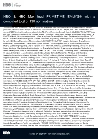 HBO & HBO Max Lead PRIMETIME EMMYS® with a Combined Total