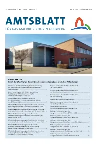Amtsblatt Für Das Amt Britz-Chorin-Oderberg
