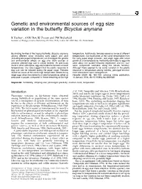 Genetic and Environmental Sources of Egg Size Variation in the Butterfly