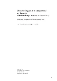 Monitoring and Management of Kereru (Hemiphaga Novaeseelandiae)