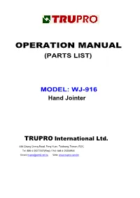 Operation Manual (Parts List)