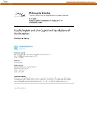 Psychologism and the Cognitive Foundations of Mathematics