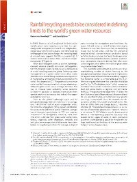 Rainfall Recycling Needs to Be Considered in Defining Limits to The