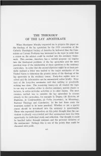 The Theology of the Lay Apostolate