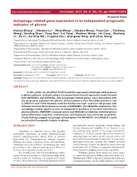 Autophagy-Related Gene Expression Is an Independent Prognostic Indicator of Glioma