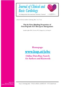 The in Vitro Binding Properties of Non-Peptide AT1 Receptor Antagonists