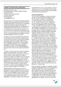 CANINE VACCINATION GUIDELINES Classification of a Vaccine