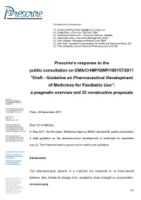 Draft - Guideline on Pharmaceutical Development of Medicines for Paediatric Use": a Pragmatic Overview and 20 Constructive Proposals
