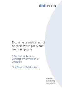 E-Commerce and Its Impact on Competition Policy and Law in Singapore