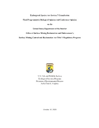 Endangered Species Act Section 7 Consultation Final Programmatic