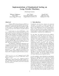 Implementations of Randomized Sorting on Large Parallel Machines