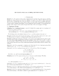 Lie Groups Fall 2016 (Cohen) Lecture Notes