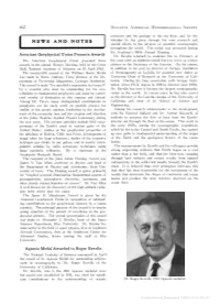 NEWS and NOTES Stimulus He Has Given Through His Own Research and Special Efforts to the Advance of Scientific Oceanography Throughout the World