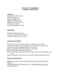 Rudolf A. Makkreel Curriculum Vitae