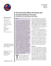 The Active-Duty Officer Promotion and Command Selection Processes