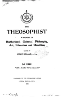 Theosophist V32 Index