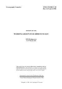 WORKING GROUP on SEABIRD ECOLOGY. ICES CM 2001/C:05, Ref