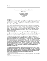 Experience and Lessons Learned Brief for Lake Toba