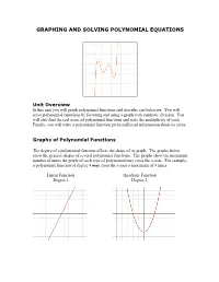 Graphing and Solving Polynomial Equations