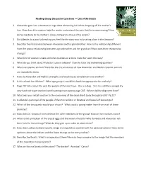 Reading Group Discussion Questions — City of the Beasts 1. Alexander