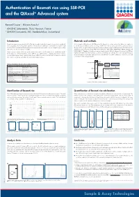 Authentication of Basmati Rice Using SSR-PCR and the Qiaxcel® Advanced System