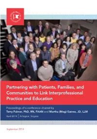 Partnering with Patients, Families, and Communities to Link Interprofessional Practice and Education