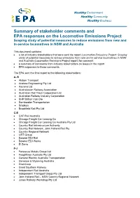 Summary of Stakeholder Comments and EPA Responses on The