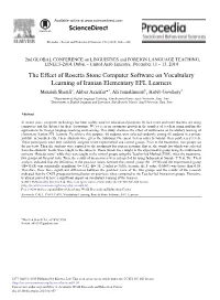 The Effect of Rosetta Stone Computer Software on Vocabulary Learning Of