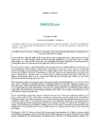 CRESCO LABS INC. November 30, 2018 LISTING STATEMENT