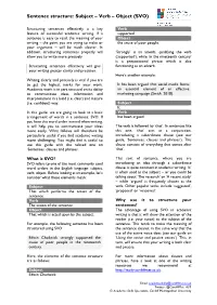 Sentence Structure: Subject – Verb – Object (SVO)