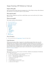 Skype Desktop API Reference Manual