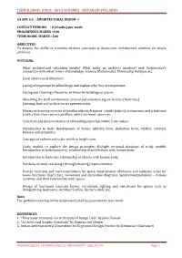 I Sem B.Arch. (Cbcs - 2015 Scheme) - Detailed Syllabus