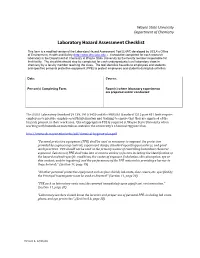 Laboratory Hazard Assessment Checklist