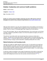 Snakes: Husbandry and Common Health Problems