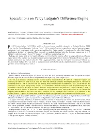 Speculations on Percy Ludgate's Difference Engine