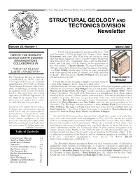 STRUCTURAL GEOLOGY TECTONICS DIVISION Newsletter